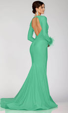 Terani Couture 231P0074 - Long Sleeve Feathered Detailed Evening Gown - view 5