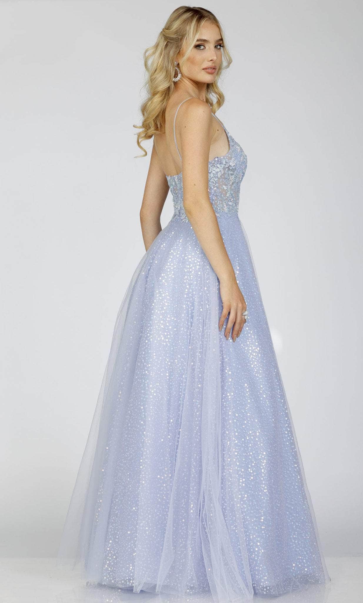 Terani Couture 231P0101 - Sleeveless A-line Sequined Gown - back view