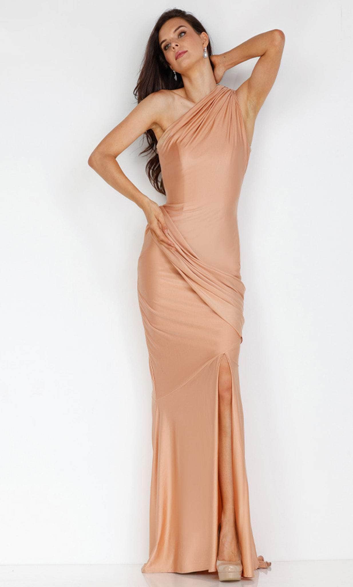 Terani Couture 231P0134 - Asymmetrical Body-Hugging Gown - back view