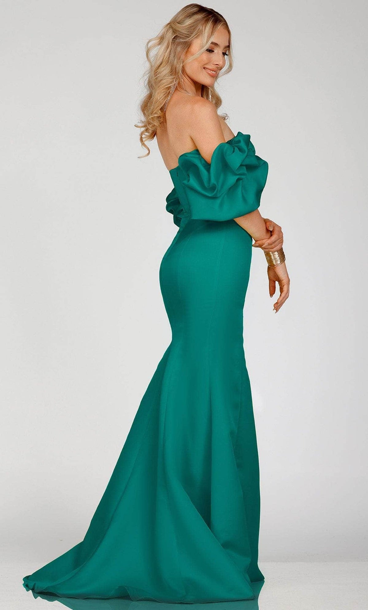 Terani Couture 231P0181 - Off-Shoulder Ruffled Sleeve Prom Gown