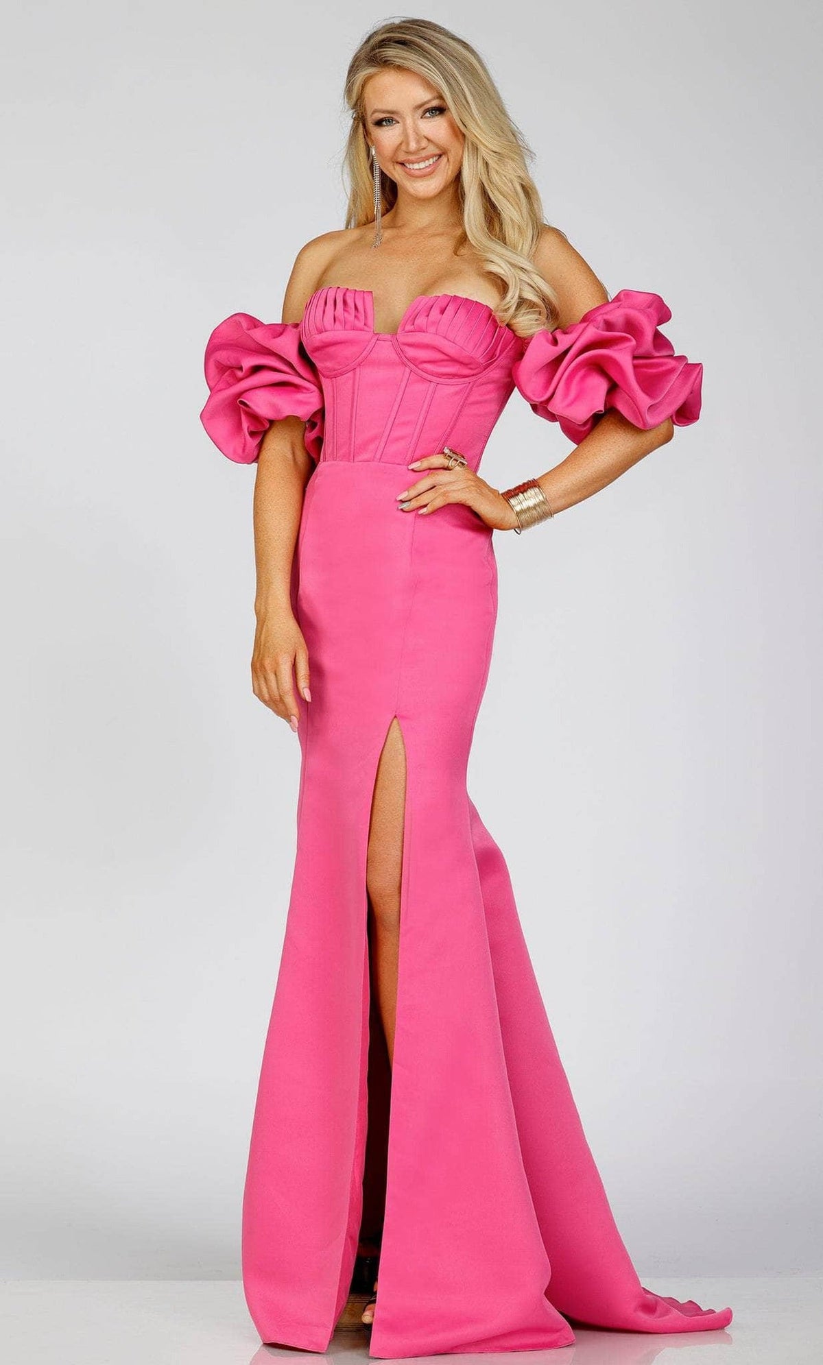 Terani Couture 231P0181 - Off-Shoulder Ruffled Sleeve Prom Gown