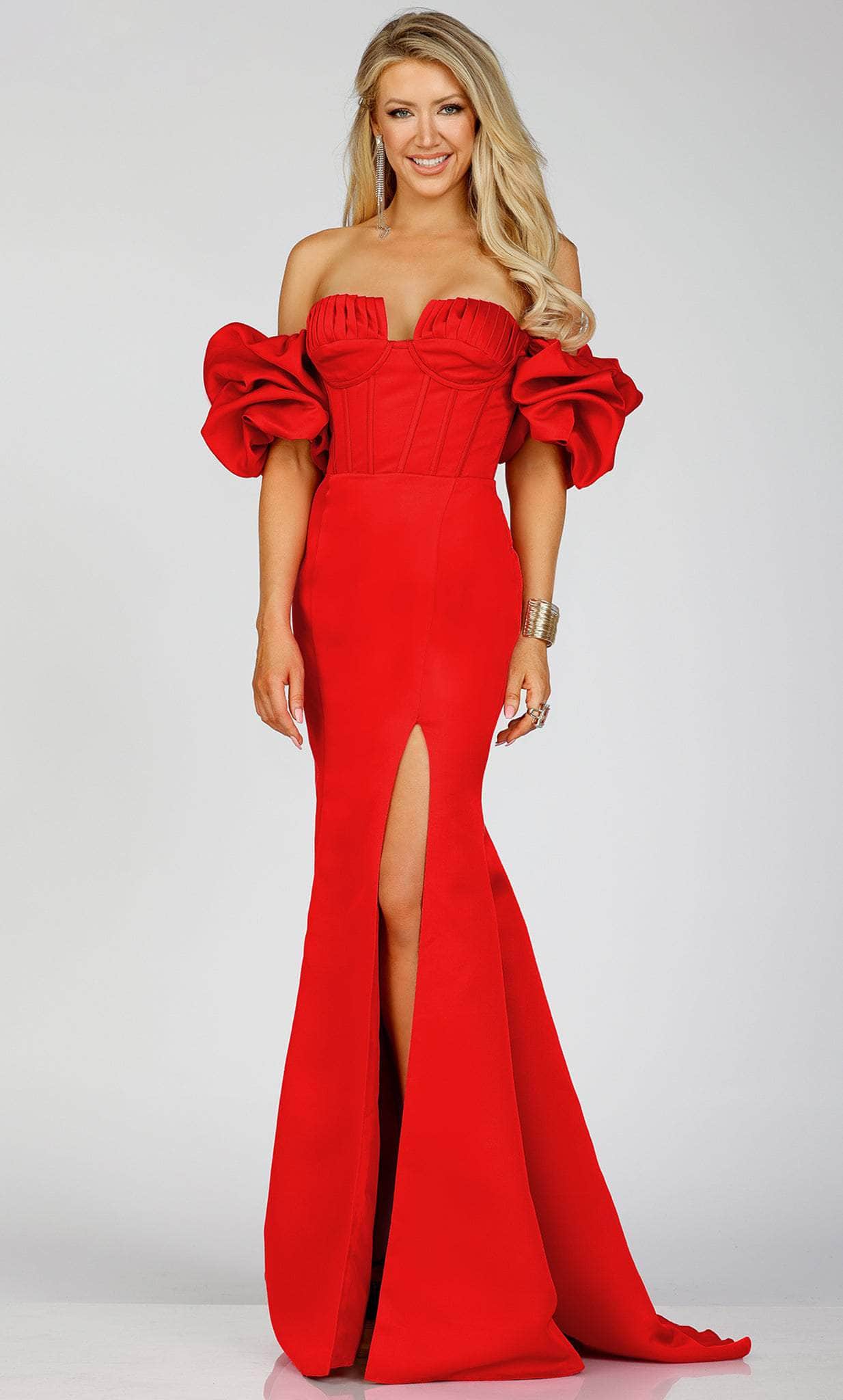 Terani Couture 231P0181 - Off-Shoulder Ruffled Sleeve Prom Gown - view 7