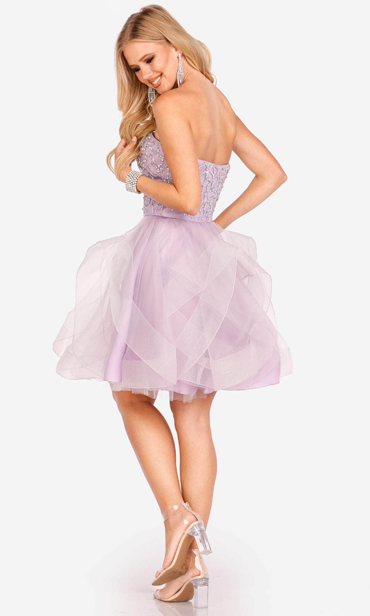 Terani Couture 231P0590 - Strapless Tulle A-Line Cocktail Dress - back view