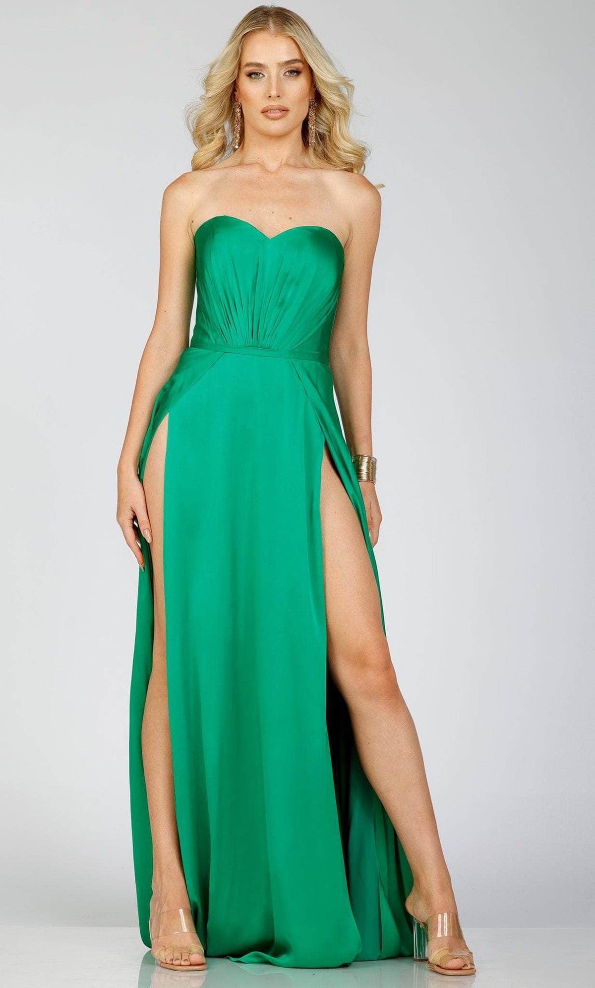 Terani Couture 231P0592 - Strapless Double Leg Slit Dress