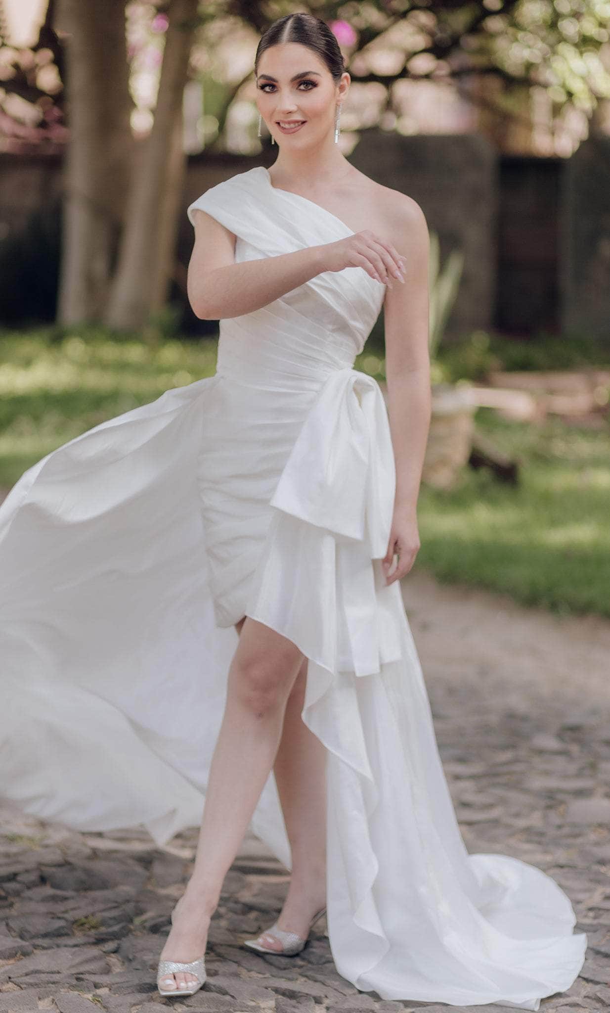 Terani Couture 232C1134 - One Shoulder Overskirt Cocktail Dress - designer cocktail dress at Silhouette Dresses