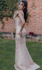 Terani Couture 232E1208 - Asymmetric Metallic Jacquard Evening Gown