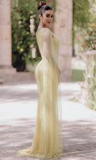 Terani Couture 232E1209 - Beaded Asymmetric Evening Gown With Cape