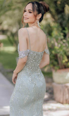 Terani Couture 232E1215 - Cold Shoulder Bejeweled Evening Gown - detail view
