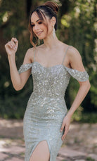 Terani Couture 232E1215 - Cold Shoulder Bejeweled Evening Gown - back view