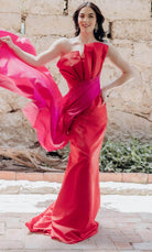 Terani Couture 232E1276 - Bow Bodice Strapless Evening Gown - detail view