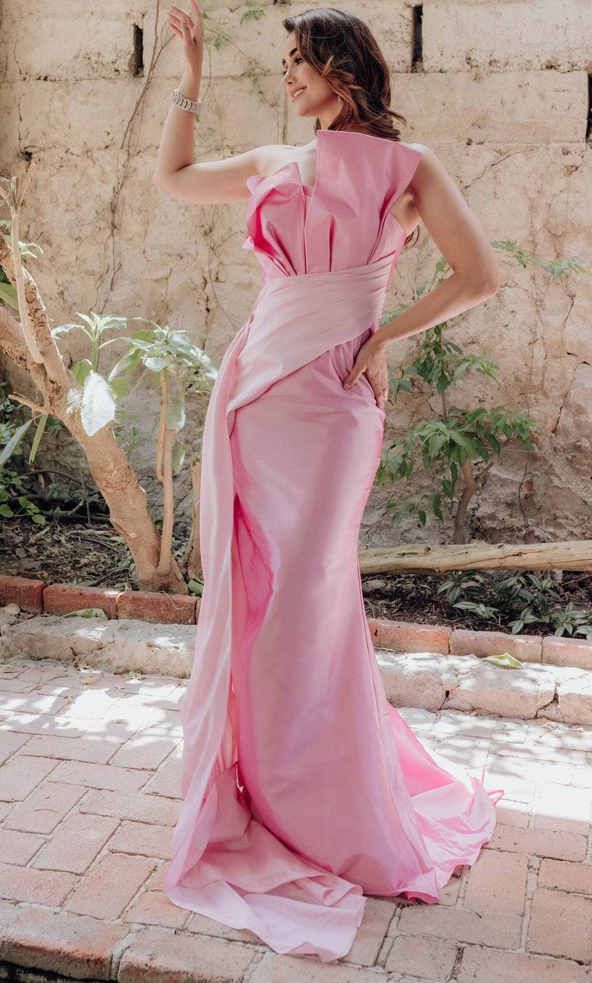 Terani Couture 232E1276 - Bow Bodice Strapless Evening Gown - designer pageant gown at Silhouette Dresses