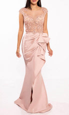 Terani Couture 232E1300 - Bejeweled Cap Sleeve Evening Dress - back view