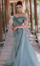 Terani Couture 232E1334 - Off Shoulder Overskirt Evening Gown