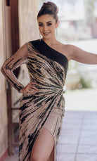 Terani Couture 232GL1410 - Sequin Asymmetrical Evening Gown