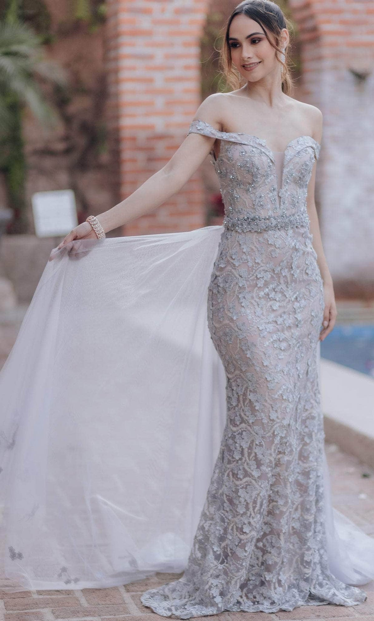 Terani Couture 232GL1417 - Off-Shoulder Beaded Prom Gown - designer prom dress at Silhouette Dresses