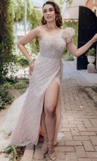 Terani Couture 232GL1479 - Sequin Embellished One Sleeve Evening Gown - designer evening gown at Silhouette Dresses