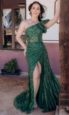 Terani Couture 232GL1479 - Sequin Embellished One Sleeve Evening Gown - view 4