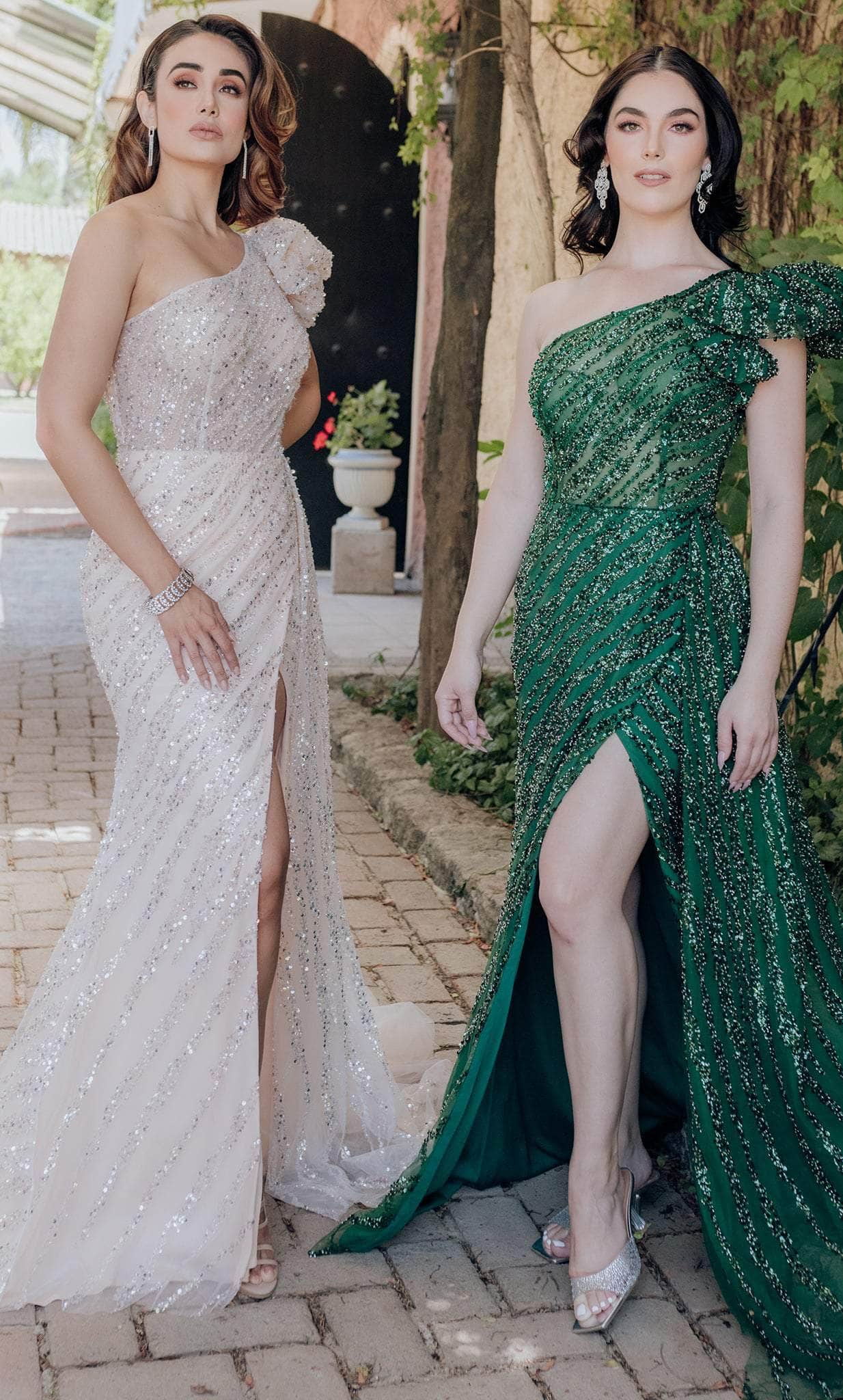 Terani Couture 232GL1479 - Sequin Embellished One Sleeve Evening Gown - view 7