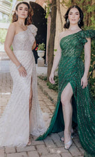 Terani Couture 232GL1479 - Sequin Embellished One Sleeve Evening Gown - view 7