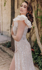 Terani Couture 232GL1479 - Sequin Embellished One Sleeve Evening Gown - back view