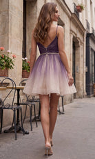 Terani Couture 232H1013 - Surplice V-Neck Ombre Homecoming Dress