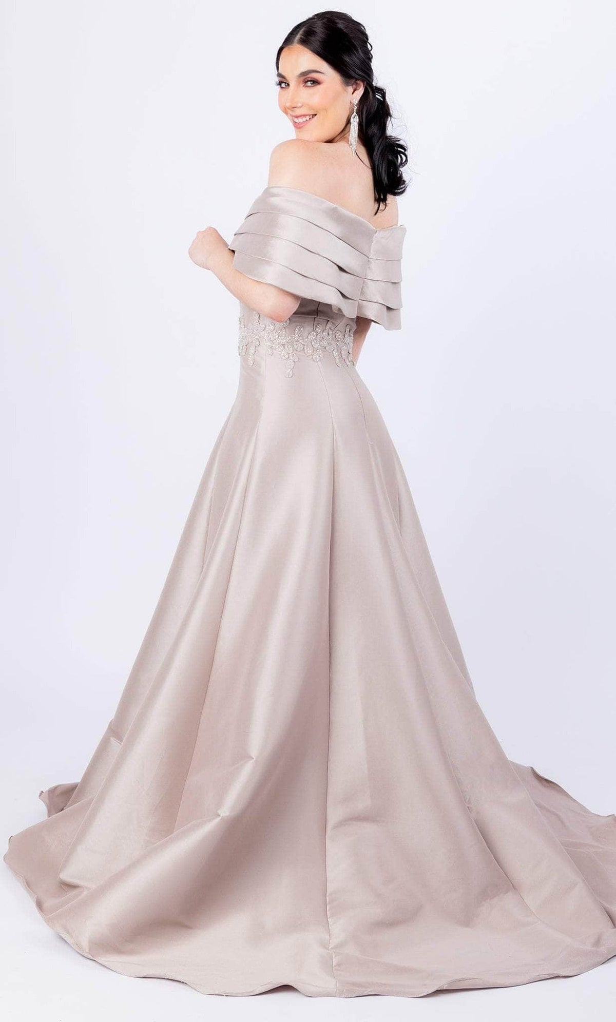 Terani Couture 232M1511 - Pleated Off Shoulder Ballgown