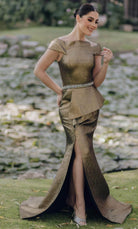 Terani Couture 232M1555 - Off-Shoulder Rhinestone Beaded Belt Evening Dress