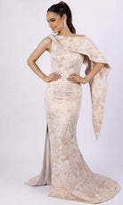 Terani Couture 232M1571 - Asymmetrical Jacquard Evening Dress