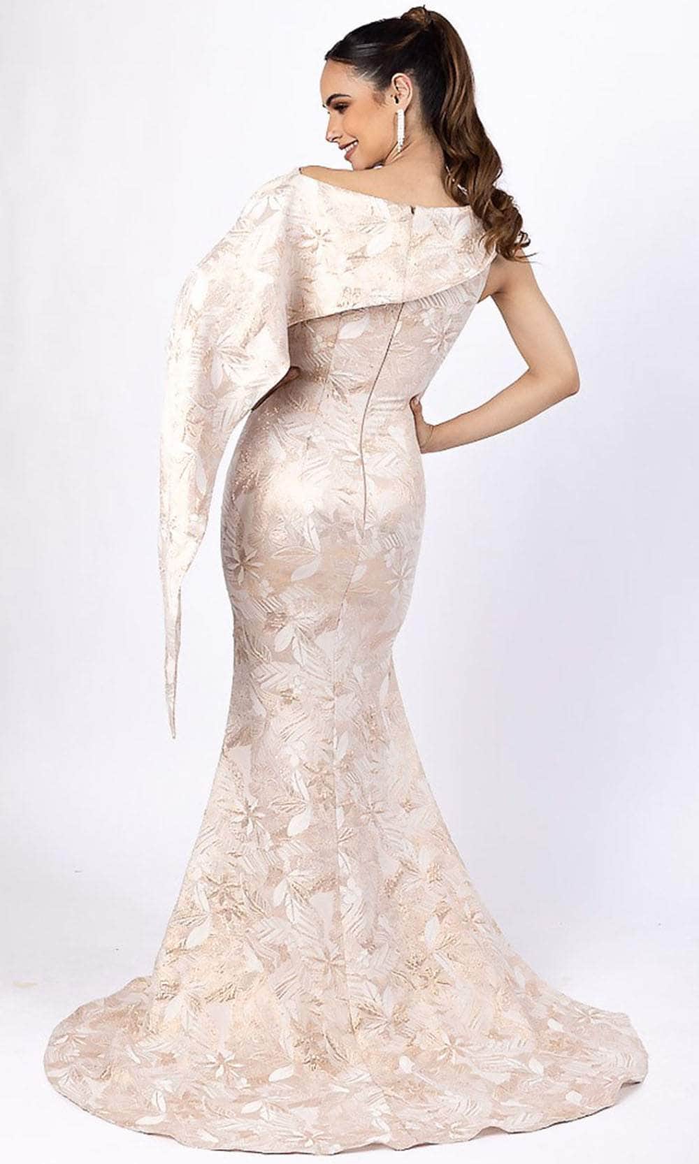 Terani Couture 232M1571 - Asymmetrical Jacquard Evening Dress