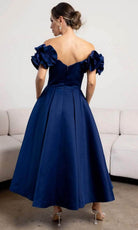 Terani Couture 241C2334 - Off-Shoulder Ruffled Detail Tea-Length Dress