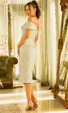 Terani Couture 241C2335 - Pleated Sweetheart Jacquard Evening Dress - back view