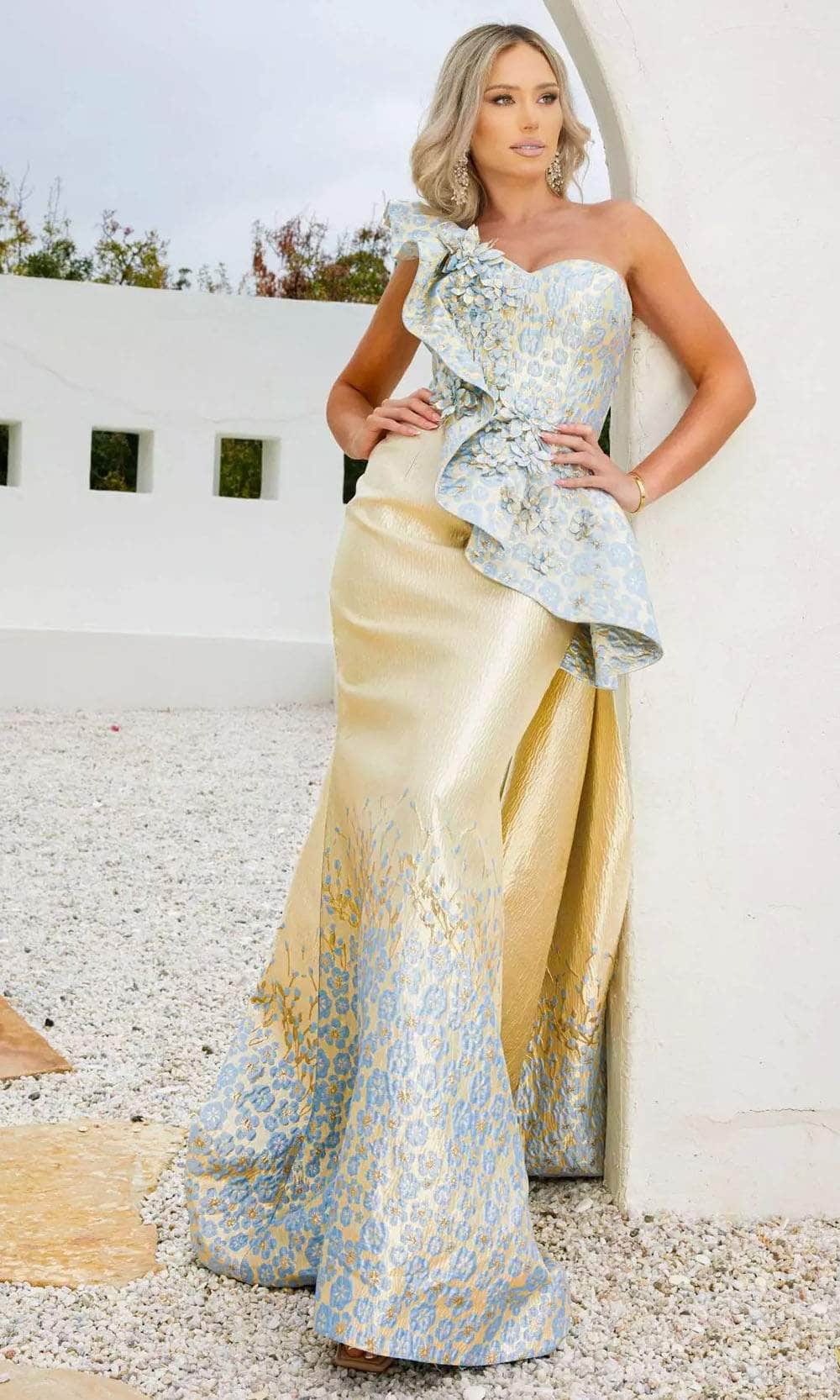 Terani Couture 241E2402 - Floral Ruffle Evening Dress - designer evening gown at Silhouette Dresses