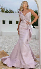 Terani Couture 241E2405 - Draped V-Neck Evening Dress