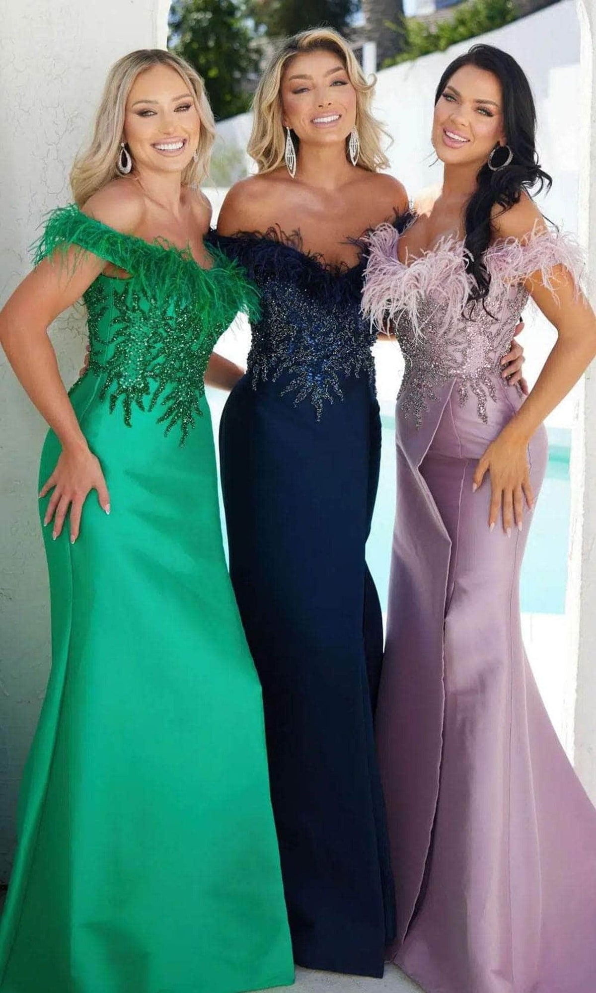 Terani Couture 241E2490 - Feather Fringed Mermaid Evening Dress