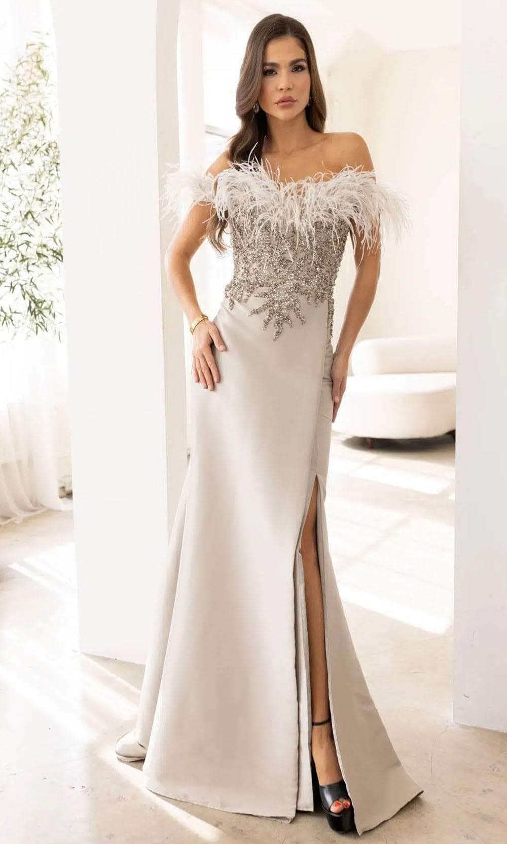 Terani Couture 241E2490 - Feather Fringed Mermaid Evening Dress - view 8