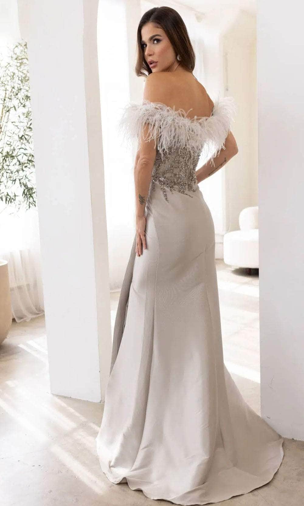 Terani Couture 241E2490 - Feather Fringed Mermaid Evening Dress - view 9