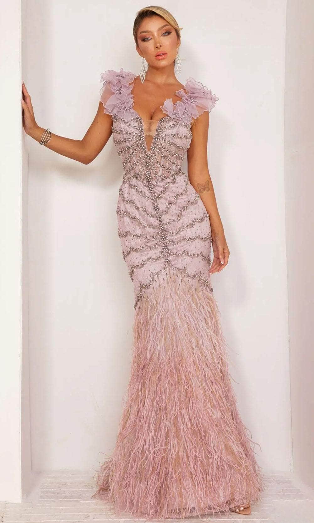 Terani Couture 241GL2630 - Beaded V-Neck Prom Dress - designer prom dress at Silhouette Dresses