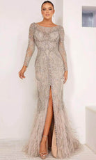 Terani Couture 241GL2698 - Beaded Bateau Neck Evening Dress - designer evening gown at Silhouette Dresses
