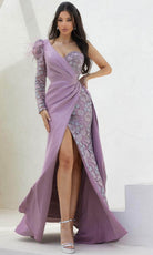 Terani Couture 241M2704 - Embroidered One-Sleeve Evening Dress - designer mother of the bride dress at Silhouette Dresses