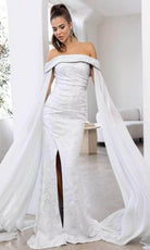 Terani Couture 241M2721 - Embroidered Pleated Off-Shoulder Prom Dress