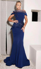 Terani Couture 241M2728 - Off Shoulder Applique Ornate Evening Dress - designer evening gown at Silhouette Dresses