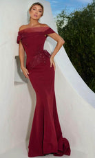 Terani Couture 241M2728 - Off Shoulder Applique Ornate Evening Dress - back view