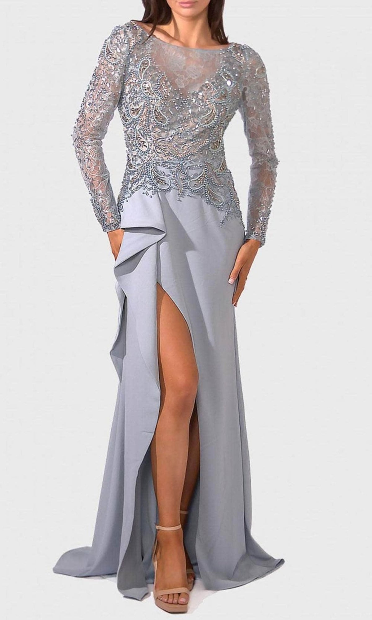 Terani Couture 241M2730 - Beaded Long Sleeve Evening Dress - Silhouette Dresses