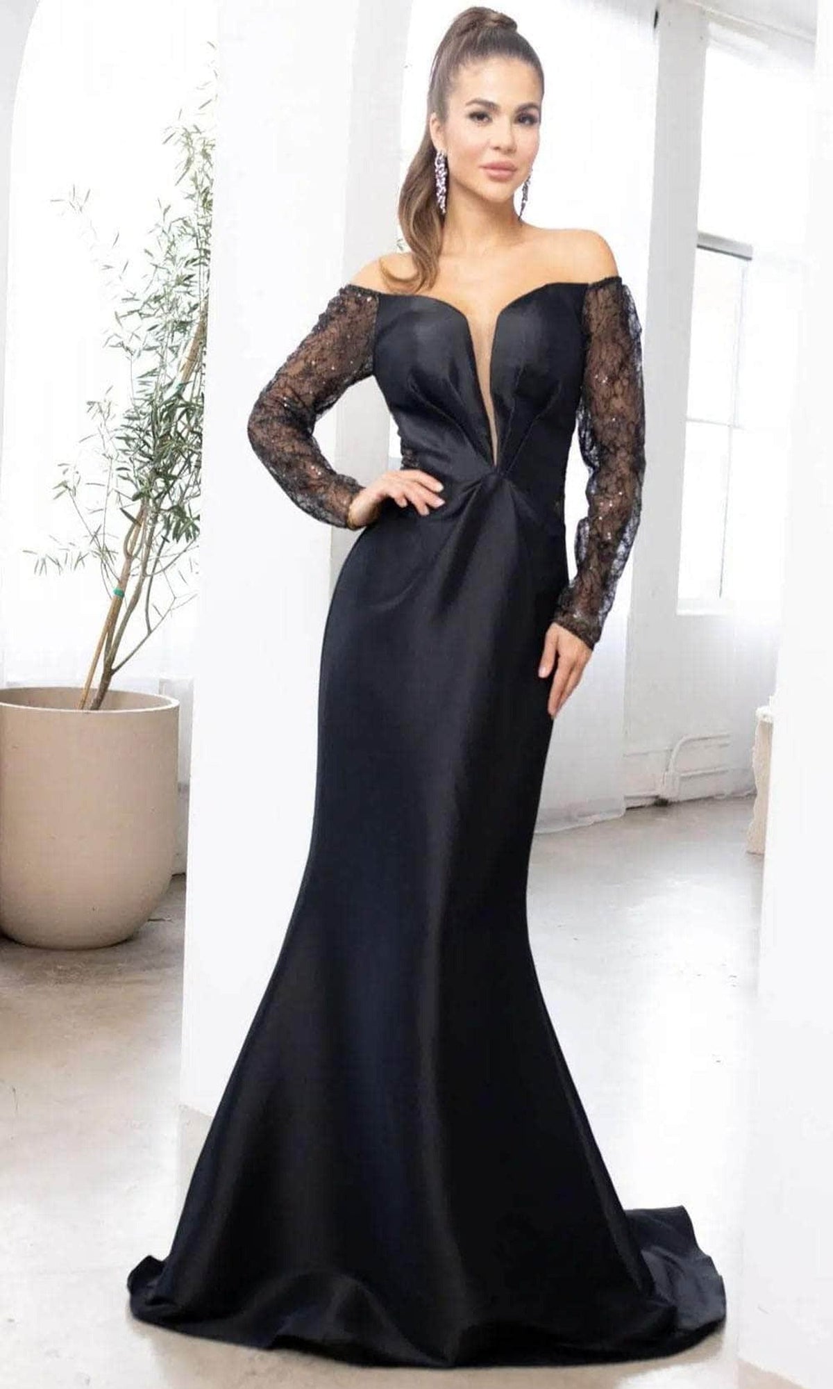 Terani Couture 241M2734 - Long Sleeve Off Shoulder Gown