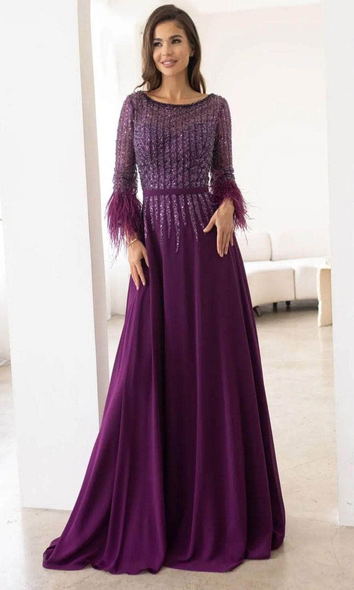 Terani Couture 241M2738 - Beaded Bateau Evening Dress