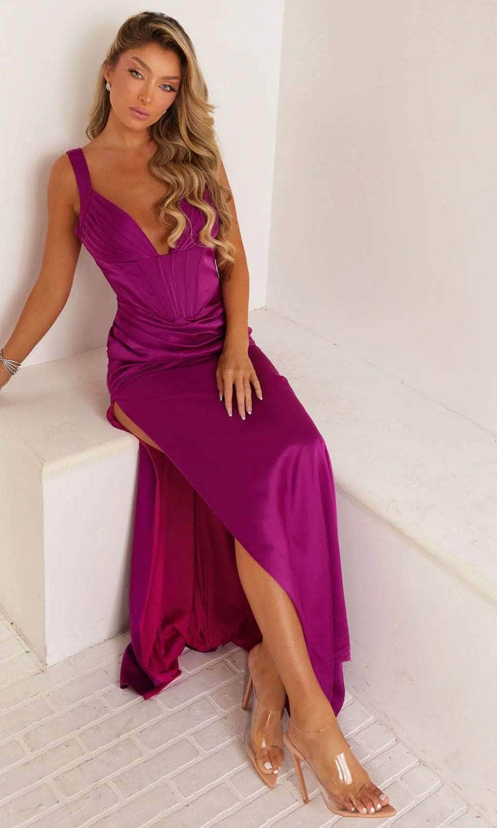 Terani Couture 241P2018 - Pleated Sleeveless Prom Dress - designer prom dress at Silhouette Dresses