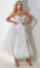 Terani Couture 241P2022 - Feather Corset Prom Dress - detail view
