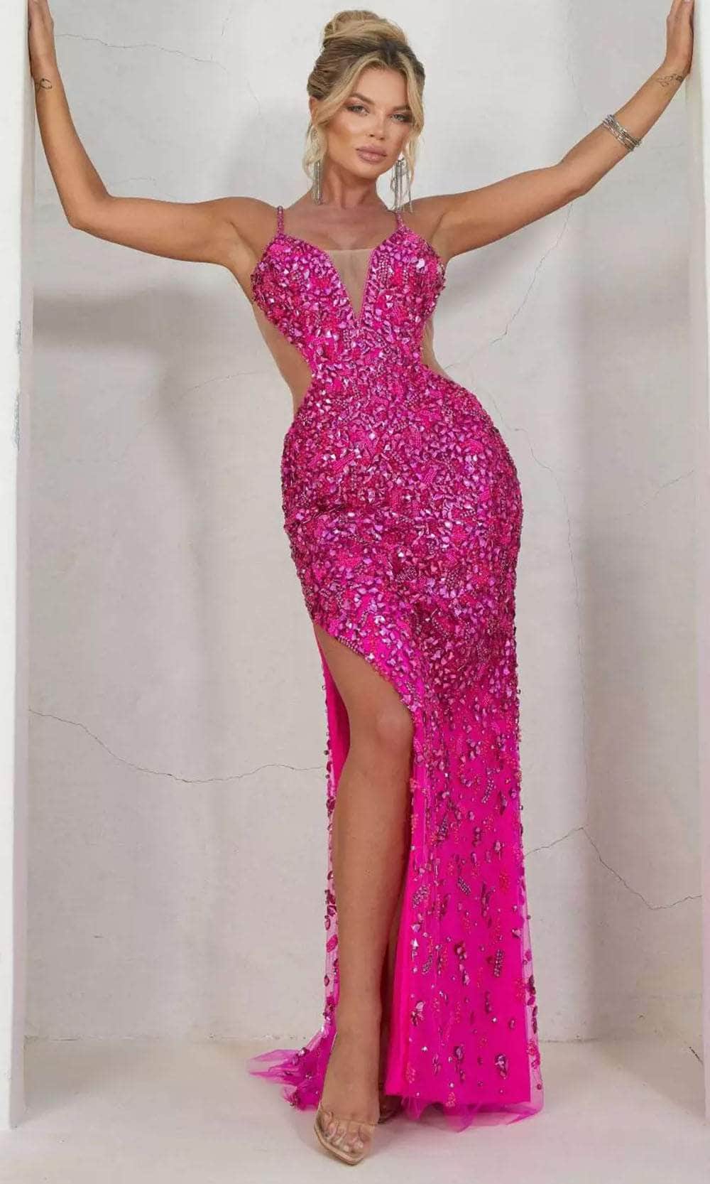 Terani Couture 241P2163 - Embellished Sheath Prom Dress - back view
