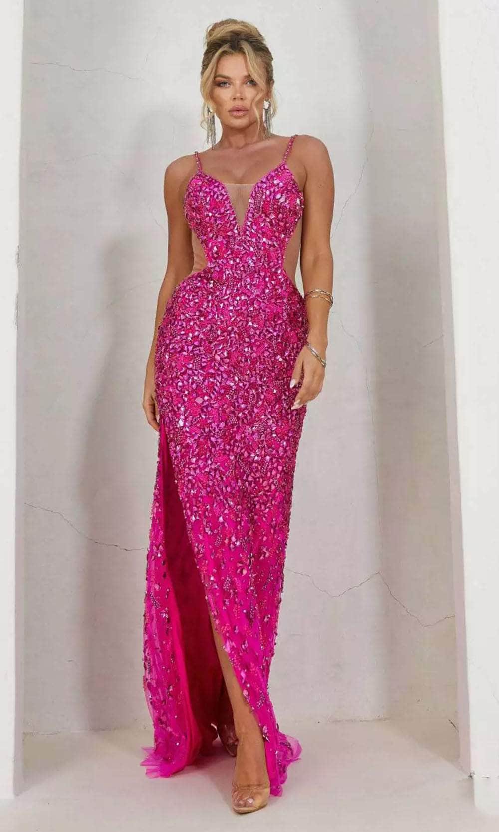 Terani Couture 241P2163 - Embellished Sheath Prom Dress - detail view