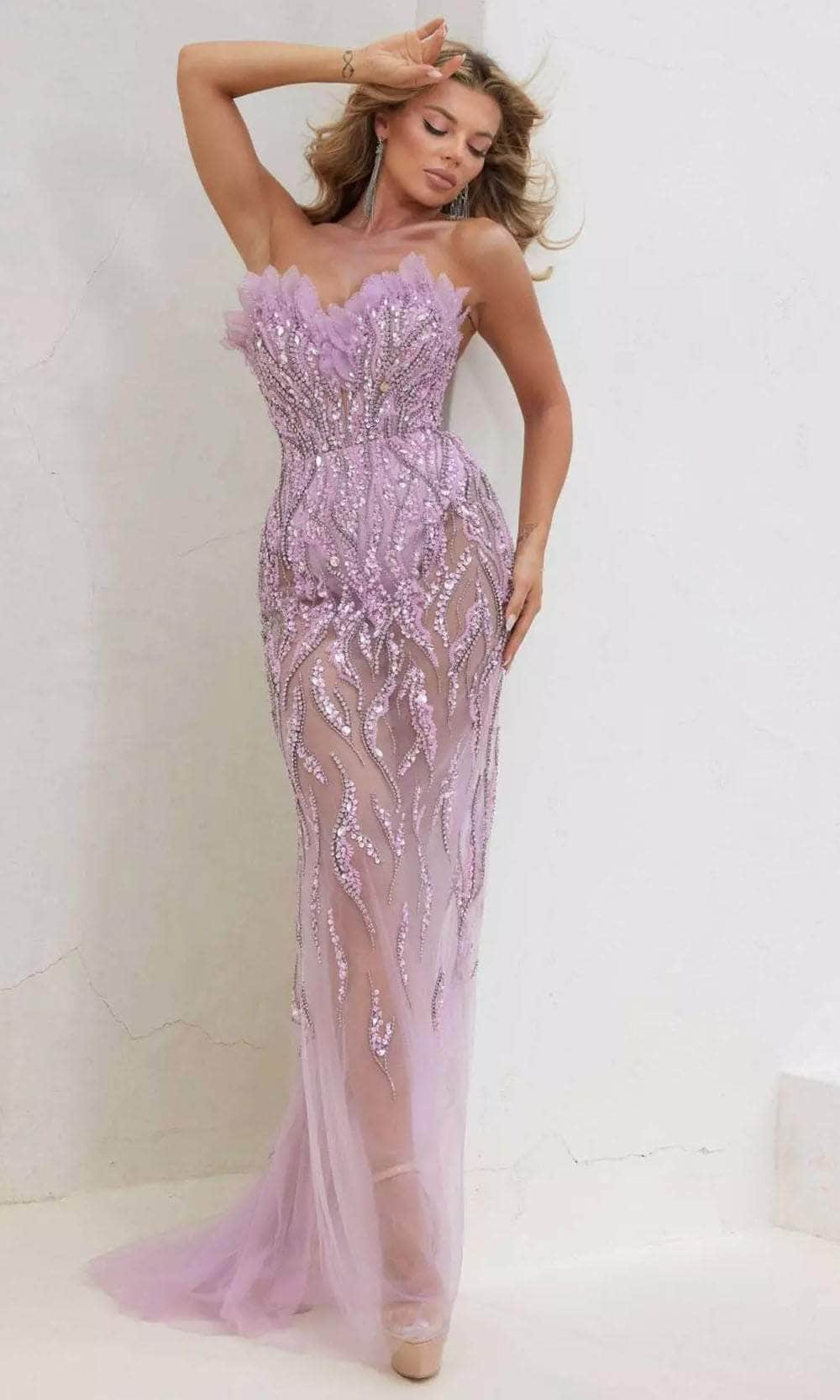 Terani Couture 241P2168 - Strapless Beaded Embellished Prom Dress - back view